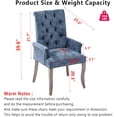 thumbnail image 2 of Tufted Dining Chairs with High Back,Neutral Fabric Upholstered Kitchen Chair Rustic Solid Wood Legs,Farmhouse Side Chair with Arms Nailhead Trim for Dining Room (Neutral Blue, 1PC), 2 of 14