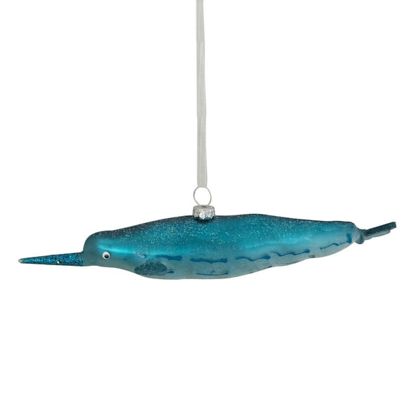 Northlight Glass Pipefish Christmas Ornament - 7.5" - Turquoise Blue