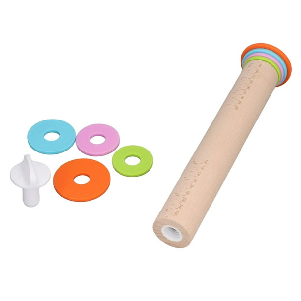 Rolling Pinwith Thickness Rings,Wooden Rolling Pin Adjustable Rolling