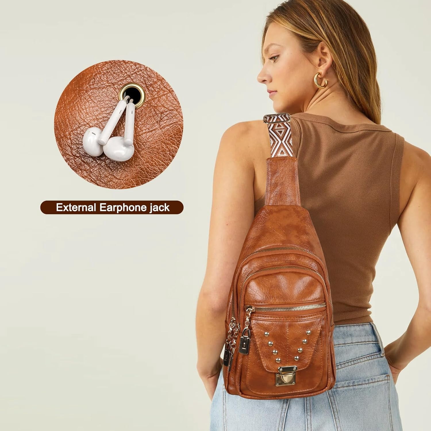 Sling Bag for Women Crossbody, Leather Cross Body Fanny Packs for Women, Trendy Chest Bag for Travel and Daily Use