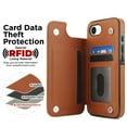 thumbnail image 5 of for iPhone 16e Wallet Case with Card Holder, Magnetic Back Folio PU Leather Purse Case for Women Girls, RFID Blocking Protective Flip Stand Phone Cover for iPhone 16e, Brown, 5 of 7