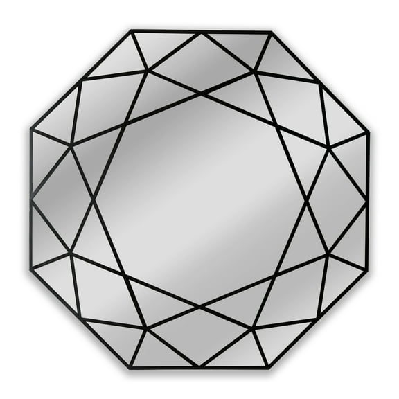 Radiance Goods Contemporary Black Finish Octagon Framed Wall Mirror 30" Width