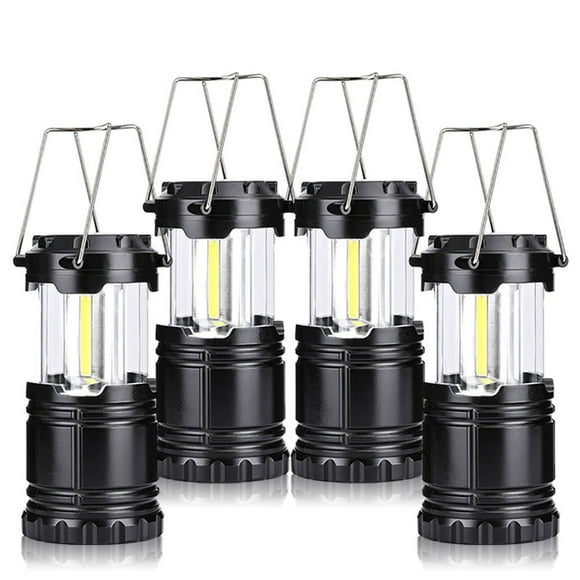 EDTara 4pcs Cob Led Lanternes de Camping Lampe de Poche d'Urgence Rétractable Portable avec Crochet pour la Randonnée de Camping en Plein Air