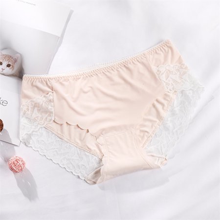 

Outfmvch Sexy underwear Women’s Underwear Mid Waist Briefs Breathable Soft Ladies Stretch Panties Beige L
