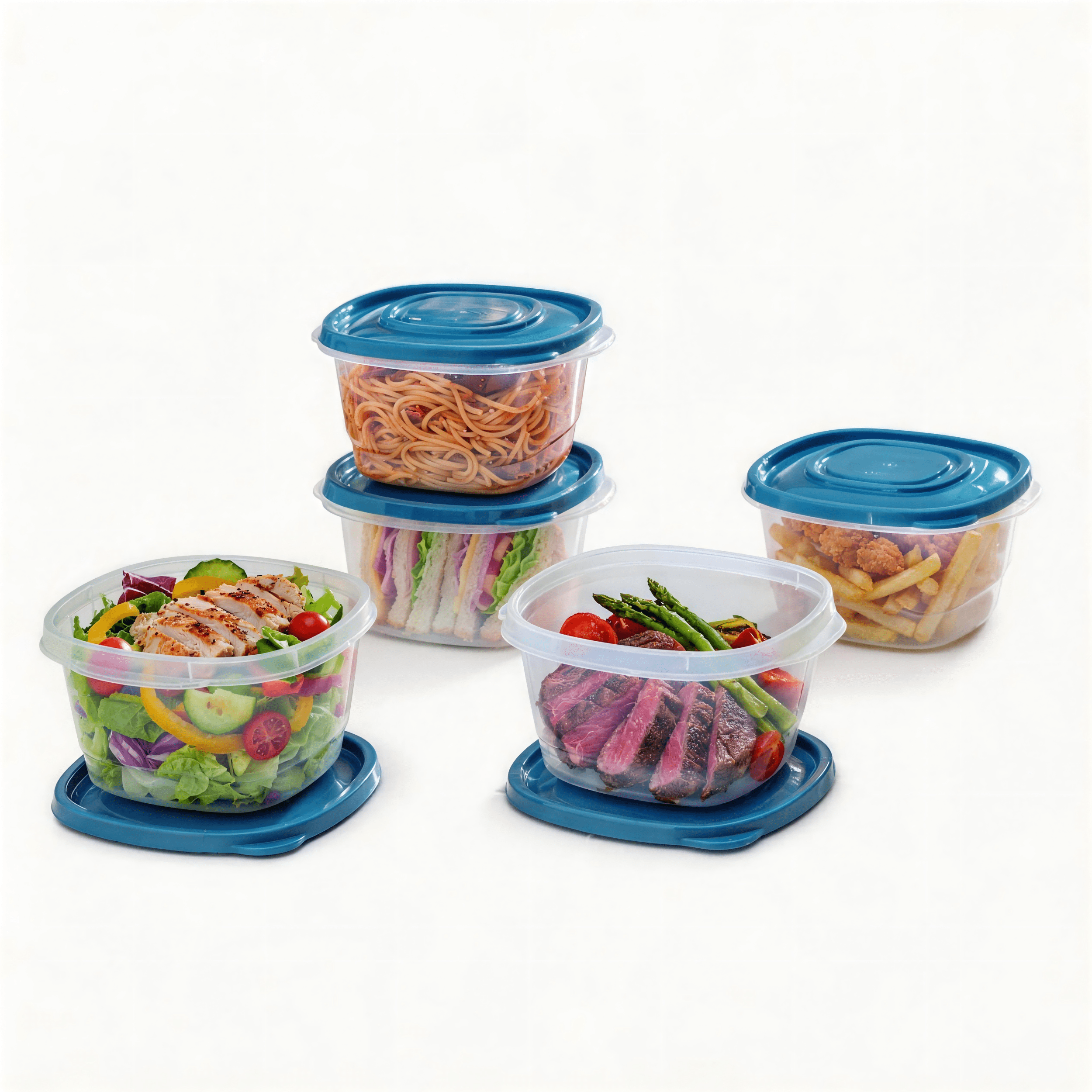 (4 pack) Mainstays Semi Durable Food Storage Containers, 5.2 Cup, 5 Pack