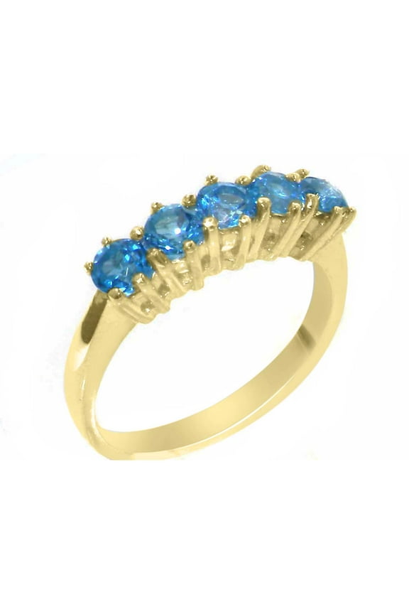 LBG British Made 9k Yellow Gold Natural Blue Topaz Womens Eternity Ring - 33 size options - Size 9