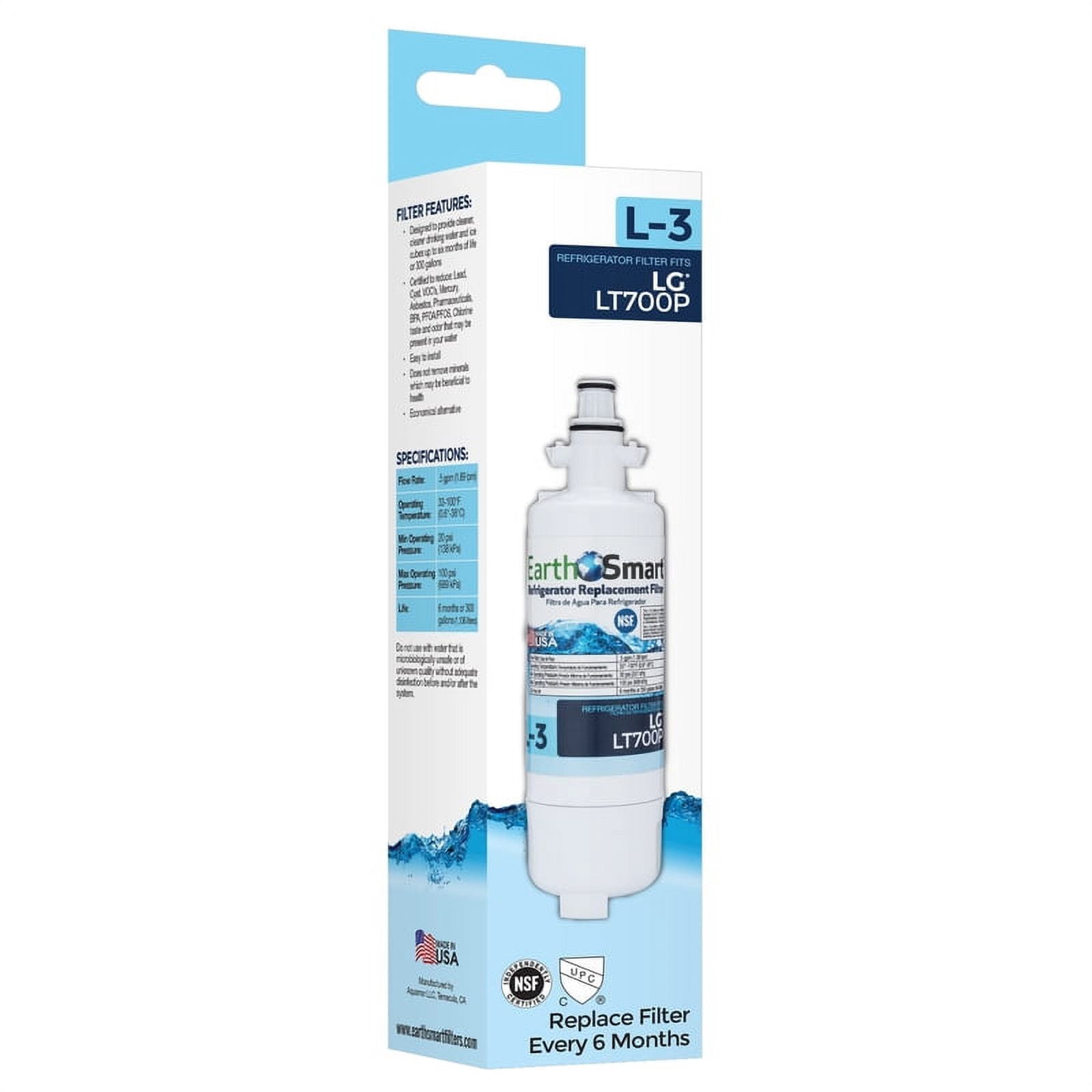 TST Water L-3 Refrigerator Water Filter Replacement for LG LT700P - Filter Change Indicator — Residential Use, Standard Application