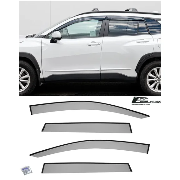 Replacement For 2022-Present Toyota Corolla Cross Models | EOS Visors Tape-On Style Side Vents Window Visor Rain Guard Deflectors DWV-V249