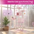 thumbnail image 2 of Large Cat Tree with 13 Scratching Posts, 2 Perches, Hammock, for Indoor Cats, Pink, 2 of 5