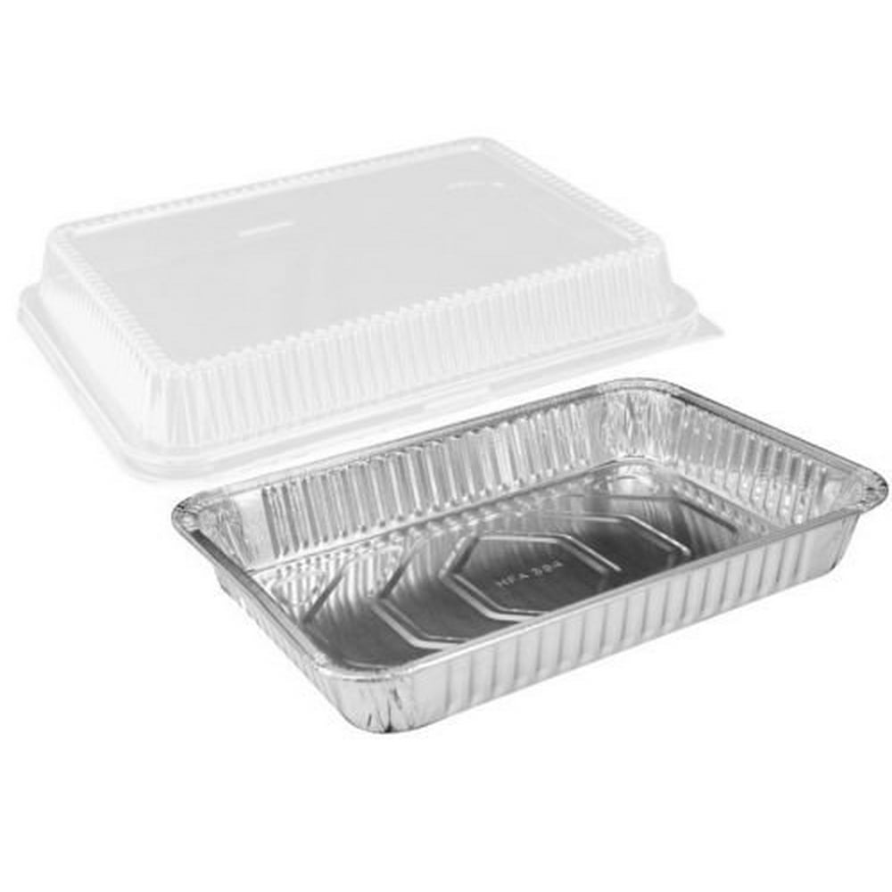 Handi-Foil 13" x 9" Oblong Aluminum Foil Disposable Cake Pan with Clear