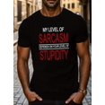 thumbnail image 1 of [SARCASM STUPIDITY Graphic Tee] Men's Creative SARCASM STUPIDITY Letter Graphic Print Top - Casual Short Sleeve Crew Neck T-shirt for Summer Outdoor, 1 of 5