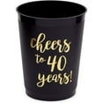 thumbnail image 4 of Sparkle and Bash 16 Pack Cheers to 40 Years Plastic Party Cups - 40th Birthday Decorations for Men and Women, Anniversaries (Black Plastic Cups, 16 Oz), 4 of 6