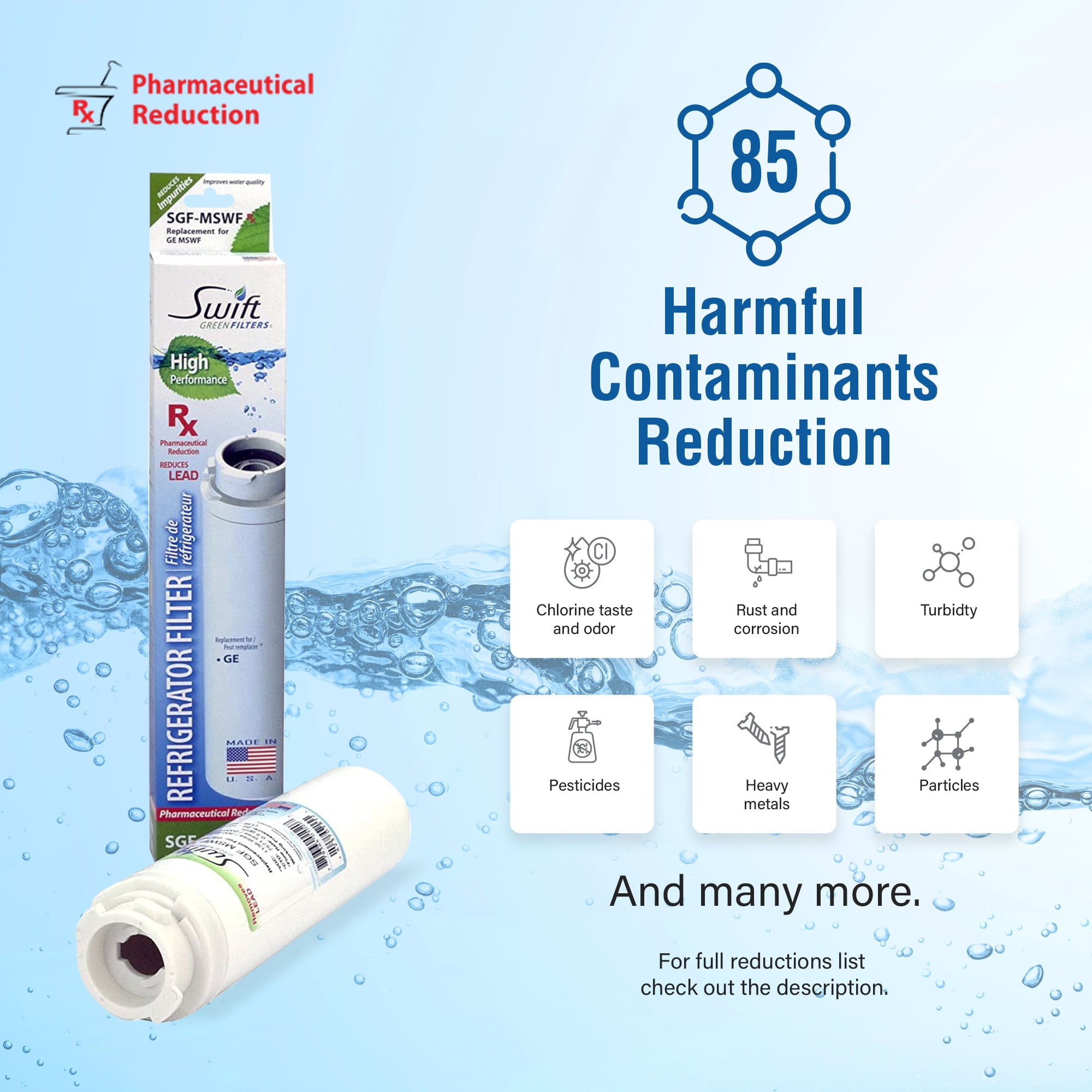 Swift Green Filters SGF-MSWF Rx Compatible Pharmaceuticals Refrigerator Water Filter for MSWF, 101820A , EFF-6022A, Made in USA
