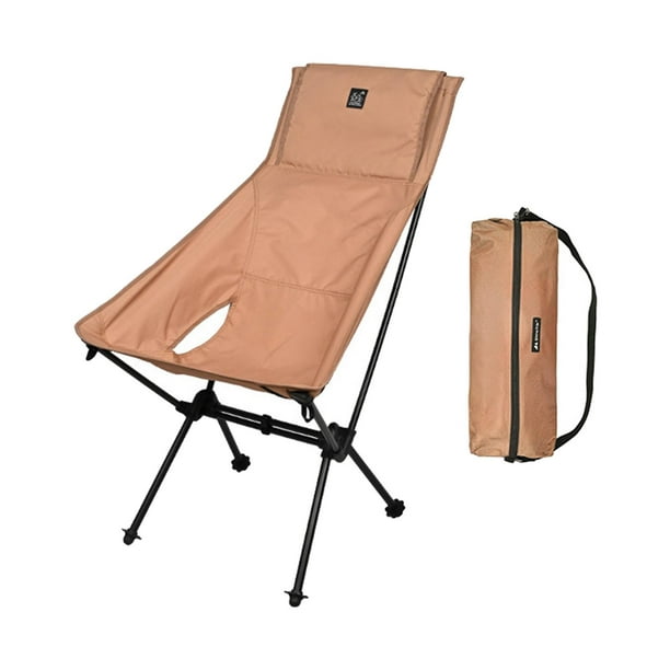Heavy Duty Outdoor Camping Armchair Back Chairs Camp Supplies Seat Stool  Collapsible Chair for Backpacking Hiking Beach Fishing 88cmx60cmx96cm Khaki  