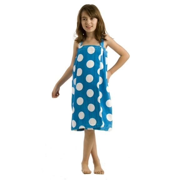 BYLORA Polka Wraps for Girls Bath Wraps Robes Cover up, Aqua, Color, LARGE