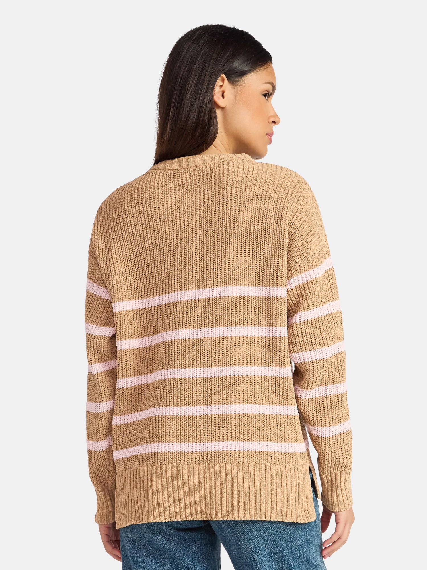 Time and Tru Women's Chenille Sweater with Long Sleeves, Midweight, Sizes XS-XXXL