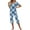 Blue, variant on Tnhcen Cotton Women'ss 2 Piece Pajama Set Short Sleeve Sleepwear Top with Capri Pants Print Nightwear Homewear S-2XL
