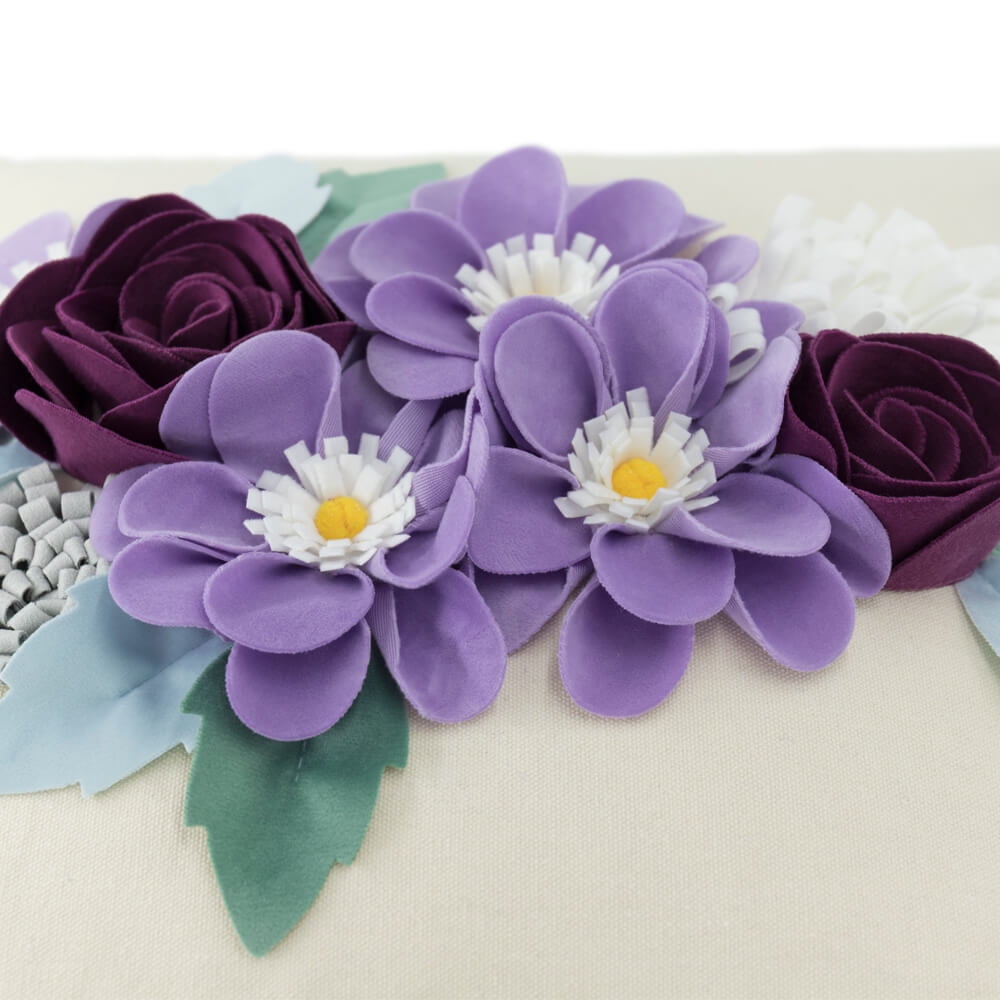 JWH Lilac 3D Handmade Decorative Spring Flower Throw Pillow Cover for Stylish Decoration 18x18inch