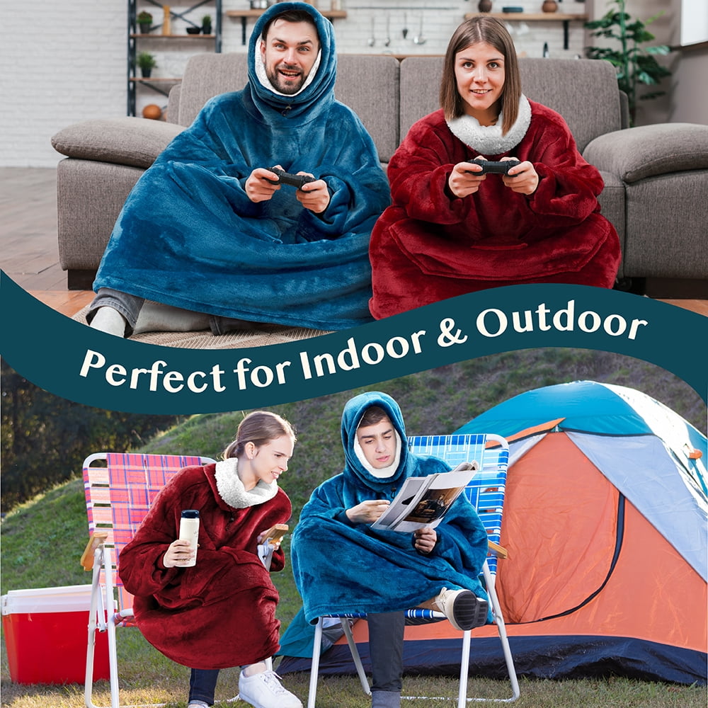 PAVILIA Sherpa Wearable Blanket Hoodie Women Men, Oversized Hoodie  Sweatshirt Blanket, Thick Sweater Blanket Neck Warmer, Fleece Hood Hug  Sleep Pod Adult, Cozy Warm Plush Gift Idea Mom Wife, Teal Blue -