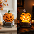 thumbnail image 4 of Halloween Pumpkin Ghost Table Lamp, Orange Resin Handcrafted Night Light with Warm LED Glow, Spooky Decor for Bedroom Desk Bar Mantel Party Home, 4 of 6