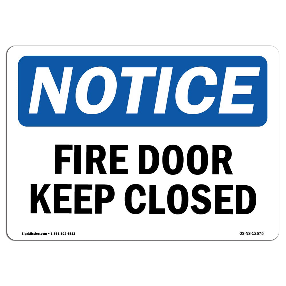 Push to open Safety sign Fire door keep shut