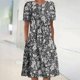 thumbnail image 1 of ICHUANYI Clearance Women's Summer Bohemian Print Short Sleeve Beach Dress Knee Length Dress(Gray, S) ICHUANYI WER2023080704571, 1 of 5