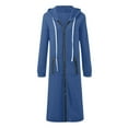 thumbnail image 4 of idosla Zip Up Hoodies for Women Oversized Fleece Long Pullover Hooded Sweatshirts Casual Long Sleeve Fall Jackets Coat 2025 (Blue, XXL), 4 of 4