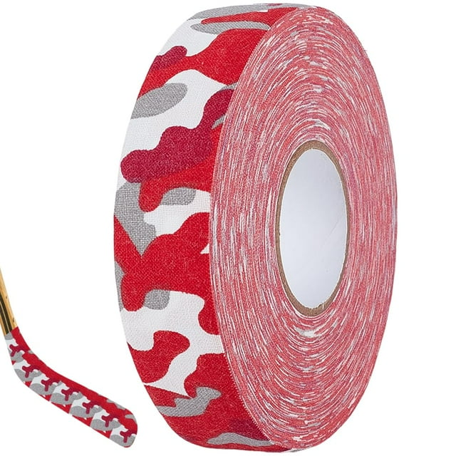 27.43 Yards Red Camouflage Tape Camo Pattern Athletic Sport Muscles Protective Decorative Ice Hockey Pucks Skiing Stick Bat Racket Grip Polycotton Duct Tapes for Diy Craft Supply Box Packing