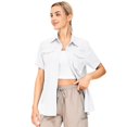 thumbnail image 3 of FEN AI Women's White Button Down Travel Shirts Short Sleeve Tops Outdoor Quick Dry Fishing Work Shirt Casual Loose Blouses for Summer Beach, 3 of 9