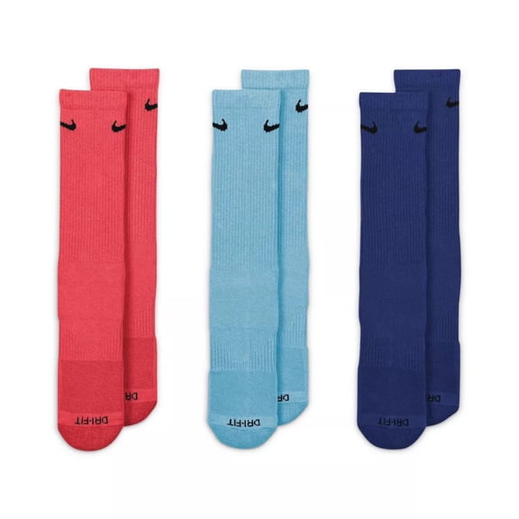 Nike Men`s Everyday Plus Cotton Cushioned Training Crew Socks 3 Pack (B(SX6888-925)/O, Large)