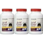 Major Pharmaceuticals Acid Gone Antacid Generic for Gaviscon Extra Strength Chewable Tablets, 100 Count Per Bottle (3 Pack)