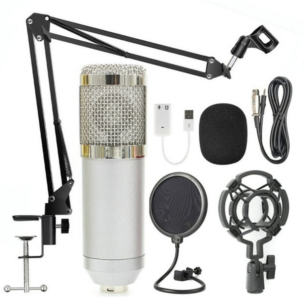 Singing Studio Recording Kit Phone PC KTV Mic Micrófono de red Soporte de brazo plegable, Plateado seitruly EL001055-03