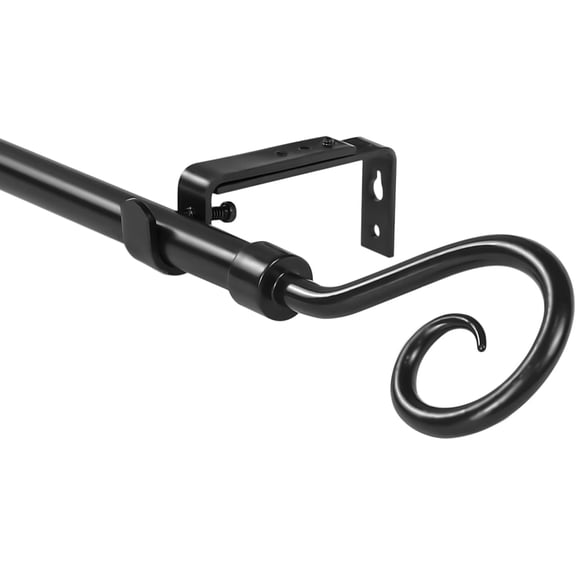 Urbanest Adjustable Single Curtain Rod Set Domanda Finials – 5/8 -Inch Diameter, With Black Rod, 28–48 Inches
