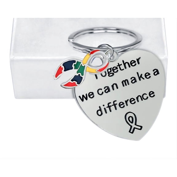 Big Heart Autism Awareness Ribbon Key Chains
