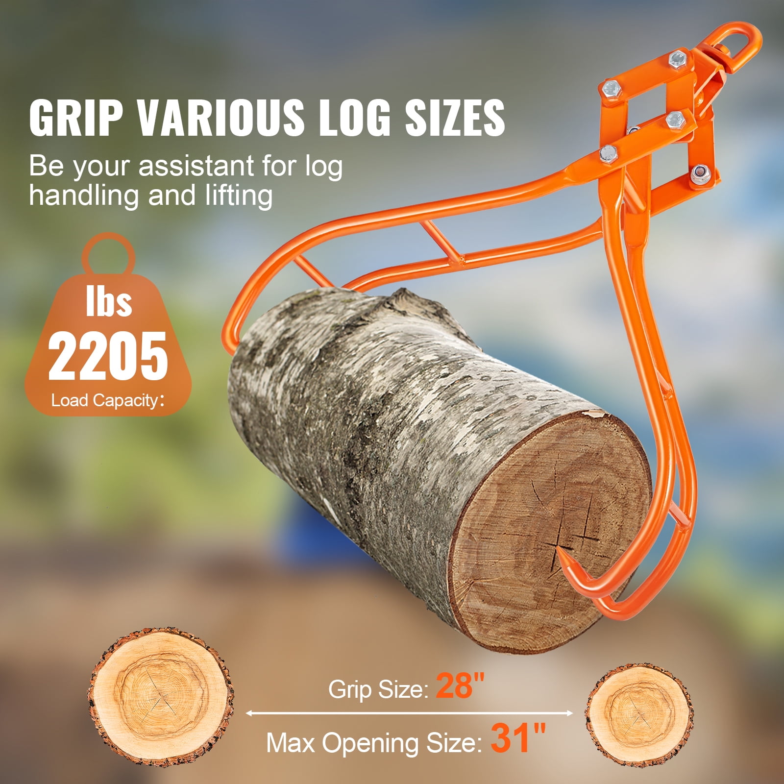 KFFKFF Timber Claw Hook, Swivel Steel Log Lifting Tongs, 28 inch 4 Claw Log Grapple for Logging Tongs, Eagle Claws Design with 2205 lbs/1000 kg Loading Capacity