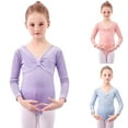 thumbnail image 7 of ZACPNCV Girls Long Sleeve Ballet Leotards Velvet One Piece Gymnatics Dance Kids Stretch Gymnastics Bodysuit Ballet Outfits Purple 8-9 Years, 7 of 7