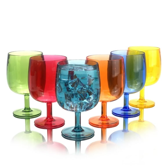 12 Ounce Plastic Wine Glasses Set Of 6,Unbreakable Acrylic Wine Glasses,Reusable Colored Plastic Goblets Stackable,Dishwasher Safe Bpa Free Ideal For Parties