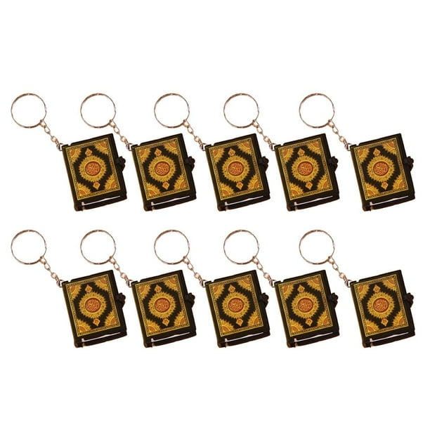 Colgante vintage en miniatura del Corán con forma de libro del Arca, llavero musulmán para bolso o cartera, amuleto para el coche Oro