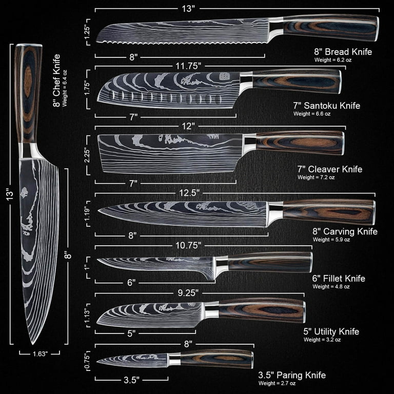 Imperial Collection 8-Piece Premium Japanese Steel Cutting Knives