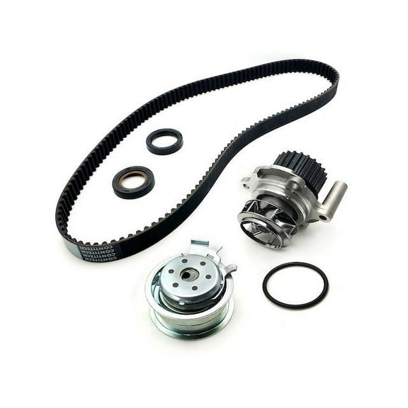 Timing Belt Kit and Water Pump - with Tensioner Roller, Cam Seal, and Crank Seal - Compatible with 1999 - 2006 Volkswagen Golf 2.0L 2000 2001 2002 2003 2004 2005