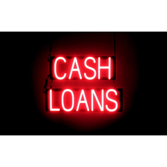 SpellBrite CASH LOANS LED Sign for Business. 20.8" x 15.0" Red CASH LOANS Sign Has Neon Sign Look With Energy Efficient LED Light Source. Visible from 500  Feet, 8 Animation Settings.