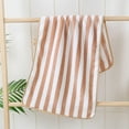 thumbnail image 2 of Velvet Warp Knit Striped Face Towel 35x75cm, Color Striped Bath Towel with Border, Soft Absorbent Washcloth, Household Bath Accessory, Dry Technology (Coffee Brown), 2 of 5