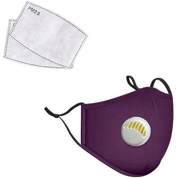 LANDOU Reusable Fabric Face Mask with PM2.5 Filters & External Valve (Kids, Purple)