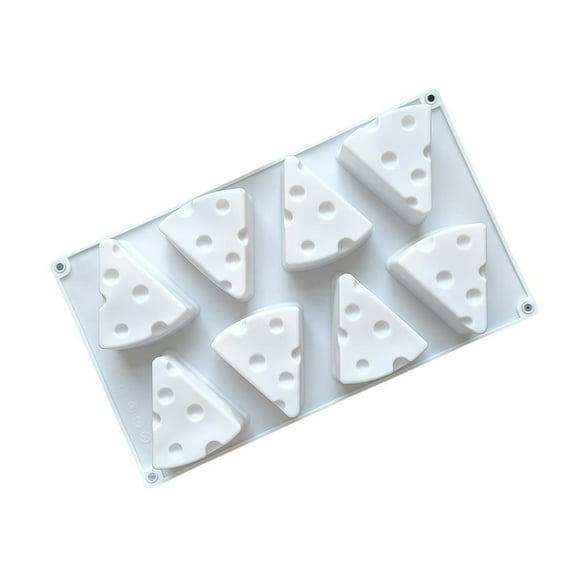 Cheese Silicone Baking Mold for Mousse Cake, CheeseCake, French Dessert, Pastry, Chocolate, Ice Cream, Pudding, Cake Decoration Mold, 3D Cheese Shape (8-Cavity)