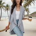 thumbnail image 4 of Long Sleeve Cardigan for Women with Pockets Solid Color Open Front Knitted Cardigan Fall Casual Loose Sweater Coat (Gray S), 4 of 6