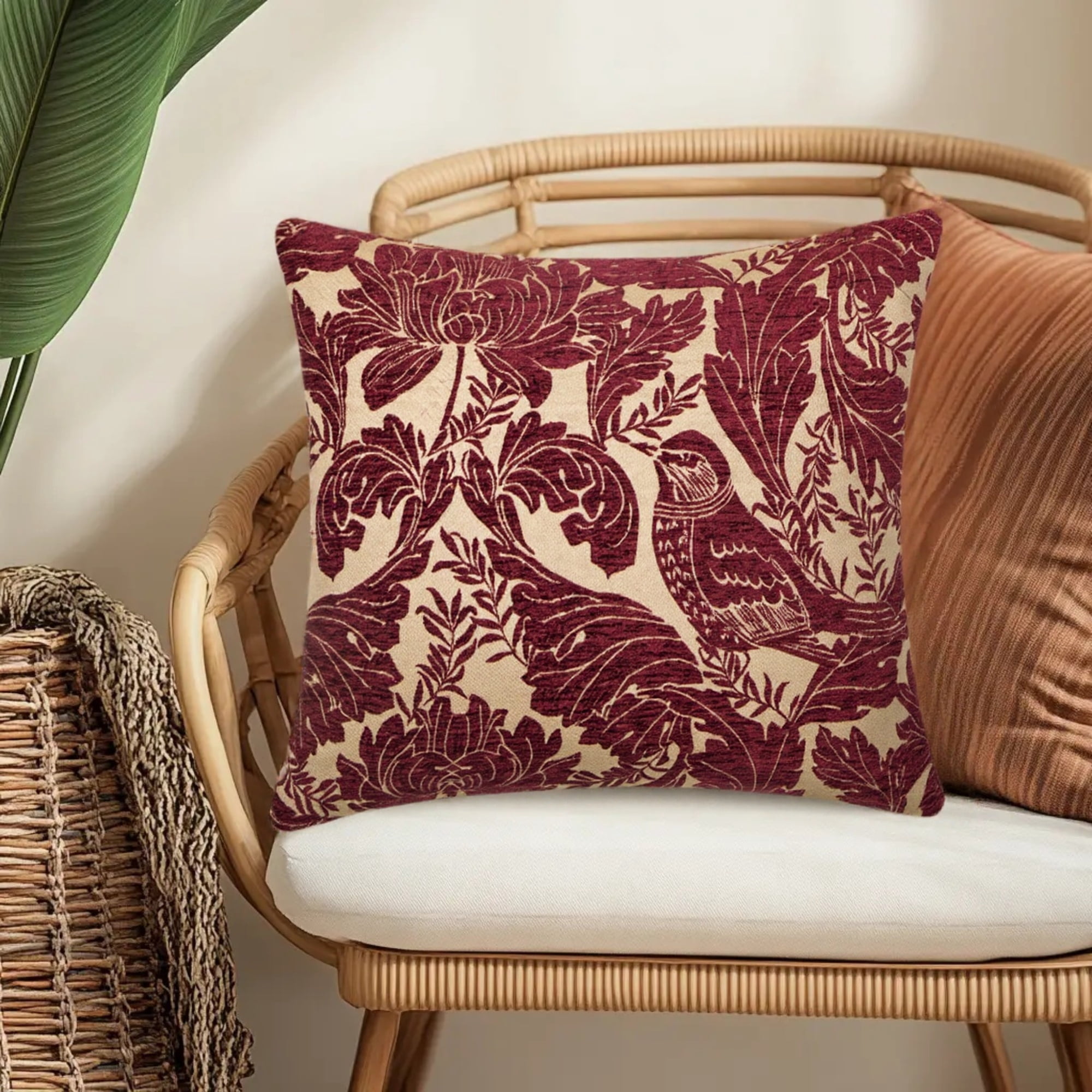 Unique Bargains Throw Pillow Covers Set of 2, Floral Decor Cushion Cover Red 12" x 20"