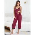 thumbnail image 4 of Women's Casual Modal Pajamas Sets Lace Trim Cami Tops Long Pants Sleepwear, 4 of 6