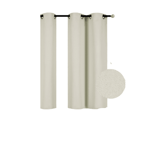 Gorgeous Home LINEN 1pc Short Window Curtain Grommets Unlined Blackout Panel 28"Wide x 54"Long Ivory Solid Color