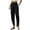 Black, variant on Women's Cotton Linen Capri Pants for Summer Casual Elastic Waist Wide Led Loose Trousers with Pockets