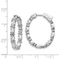 thumbnail image 3 of White Sterling Silver Earring In & Out Hoop Women'S Cubic Zirconia CZ Oval Clear Round 29.5 mm 23.88, 3 of 3